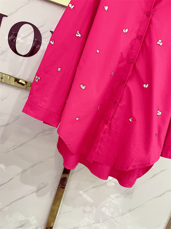 Prabangūs, išskirtiniai deimantais dygsniuoti vidutinio ilgio marškiniai ir palaidinės moterims 2024 m. Nauji laisvalaikio palaidi ilgomis rankovėmis blusai