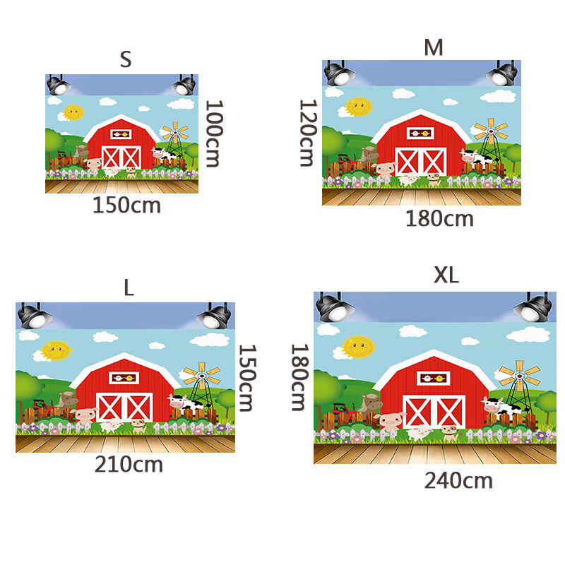 Western Farm Animals Theme Születésnapi parti fotózás Vinyl háttér Egyedi kellékek Gyerekfotó kellékek Fiúk Szobadekorációs kellékek