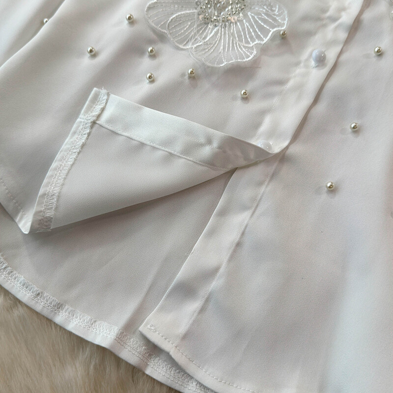 EWQ universalus 3D gėlių deimantų sujungimo dizaino marškinėliai Moteriški madingi apykaklės ilgomis rankovėmis viršutiniai drabužiai 2024 m. Nauji 27X485