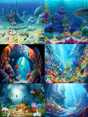 Tema lumii subacvatice Ocean Submarin Pește Coral Nuntă Petrecere de naștere Baby Shower Fotografie Vinil Fundal Decor Materiale