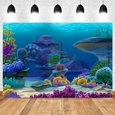 Tema lumii subacvatice Ocean Submarin Pește Coral Nuntă Petrecere de naștere Baby Shower Fotografie Vinil Fundal Decor Materiale