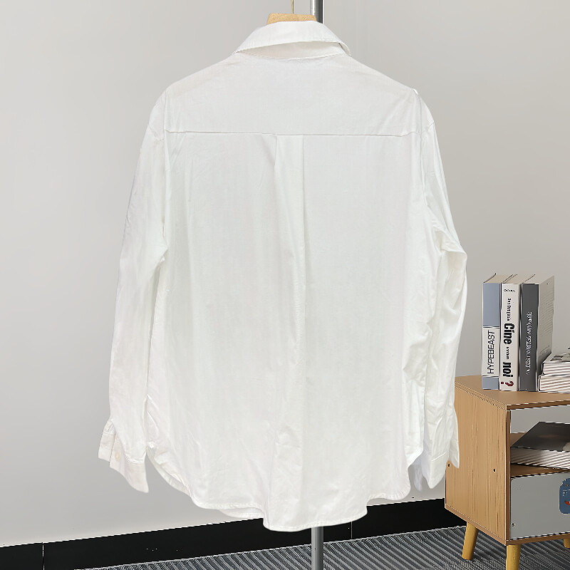 EWQ Fashion 3d csokornyakkendő ing női hajtóka gallér Alkalmi hosszú ujjú, egysoros felsők Utcai ruházat 2024 Új ruházat 27C757