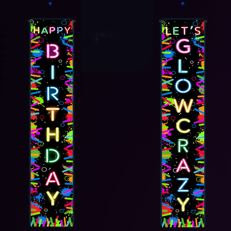 Ragyog a sötétben Születésnapi parti hátterek Retro neonfényes party fotózás