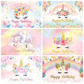 Egyszarvú háttér virág szivárvány Pegazus léggömb lány 1. születésnapi parti babazuhany dekoráció szalaghirdetés újszülött fotózás hátterek