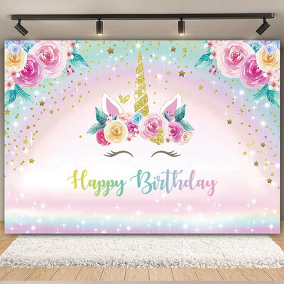 Egyszarvú háttér virág szivárvány Pegazus léggömb lány 1. születésnapi parti babazuhany dekoráció szalaghirdetés újszülött fotózás hátterek