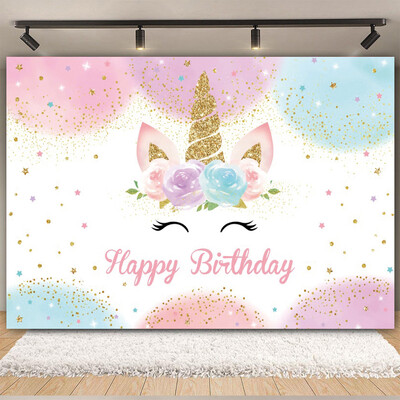 Egyszarvú háttér virág szivárvány Pegazus léggömb lány 1. születésnapi parti babazuhany dekoráció szalaghirdetés újszülött fotózás hátterek