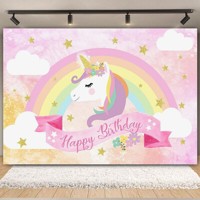 Egyszarvú háttér virág szivárvány Pegazus léggömb lány 1. születésnapi parti babazuhany dekoráció szalaghirdetés újszülött fotózás hátterek