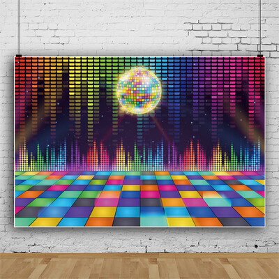 Disco Glitter Party dekoráció Háttér, 90-es évek Boogie Music Dance Stage Party Ragyogó fények Retro vinyl fotózás hátterek