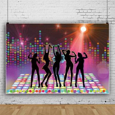 Disco Glitter Party dekoráció Háttér, 90-es évek Boogie Music Dance Stage Party Ragyogó fények Retro vinyl fotózás hátterek