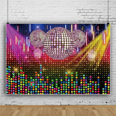 Disco Glitter Party dekoráció Háttér, 90-es évek Boogie Music Dance Stage Party Ragyogó fények Retro vinyl fotózás hátterek