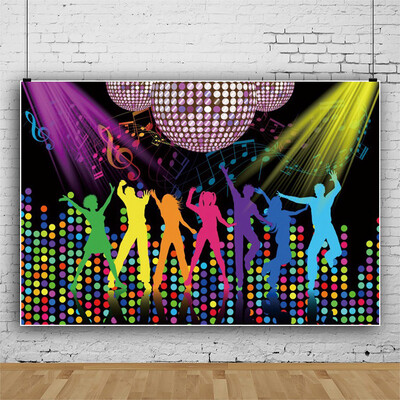 Disco Glitter Party dekoráció Háttér, 90-es évek Boogie Music Dance Stage Party Ragyogó fények Retro vinyl fotózás hátterek