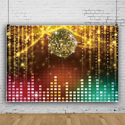 Disco Glitter Party dekoráció Háttér, 90-es évek Boogie Music Dance Stage Party Ragyogó fények Retro vinyl fotózás hátterek