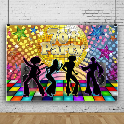 Disco Glitter Party dekoráció Háttér, 90-es évek Boogie Music Dance Stage Party Ragyogó fények Retro vinyl fotózás hátterek