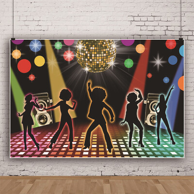 Disco Glitter Party dekoráció Háttér, 90-es évek Boogie Music Dance Stage Party Ragyogó fények Retro vinyl fotózás hátterek