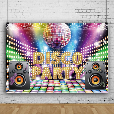 Disco Glitter Party dekoráció Háttér, 90-es évek Boogie Music Dance Stage Party Ragyogó fények Retro vinyl fotózás hátterek