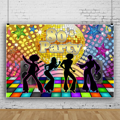 Disco Glitter Party dekoráció Háttér, 90-es évek Boogie Music Dance Stage Party Ragyogó fények Retro vinyl fotózás hátterek