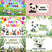 Aranyos rajzfilm Panda Háttér Bambusz Virágok Panda Téma Születésnapi Party fotózásHáttér dekoráció