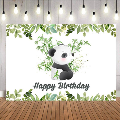 Aranyos rajzfilm Panda Háttér Bambusz Virágok Panda Téma Születésnapi Party fotózásHáttér dekoráció