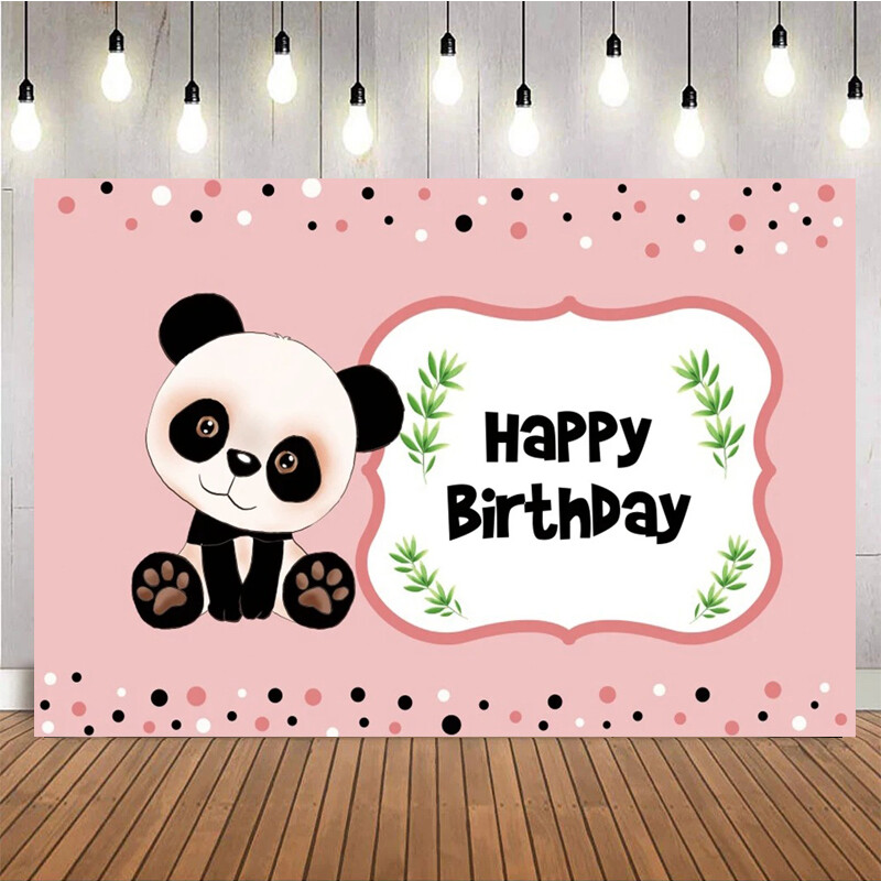 Aranyos rajzfilm Panda Háttér Bambusz Virágok Panda Téma Születésnapi Party fotózásHáttér dekoráció