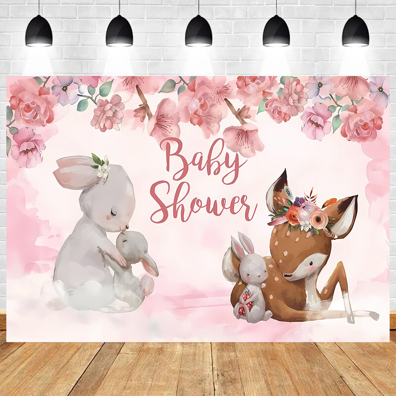 Rajzfilm Zsiráf téma Gyermek Boldog Születésnapi Party Baby Shower Fényképezés Háttér Virág Növény Háttér Családi Fényképezés