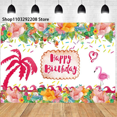 Nyári trópusi tengerparti gyümölcs téma születésnapi parti hawaii pálmafák flamingó Aloha Hawaii Beach tengerparti fotózás háttér