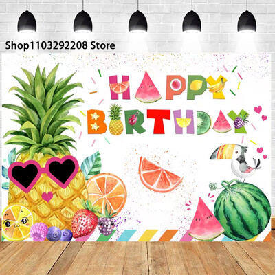 Nyári trópusi tengerparti gyümölcs téma születésnapi parti hawaii pálmafák flamingó Aloha Hawaii Beach tengerparti fotózás háttér
