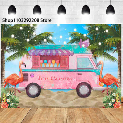 Nyári trópusi tengerparti gyümölcs téma születésnapi parti hawaii pálmafák flamingó Aloha Hawaii Beach tengerparti fotózás háttér