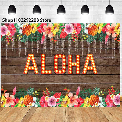 Nyári trópusi tengerparti gyümölcs téma születésnapi parti hawaii pálmafák flamingó Aloha Hawaii Beach tengerparti fotózás háttér