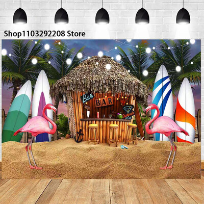 Nyári trópusi tengerparti gyümölcs téma születésnapi parti hawaii pálmafák flamingó Aloha Hawaii Beach tengerparti fotózás háttér