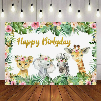 Miško stiliaus mielas gyvūnų vakarėlis Tema Gimtadienio vakarėlis Kūdikių dušas Vinilo fonas Vaikų kambario dekoro reikmenys