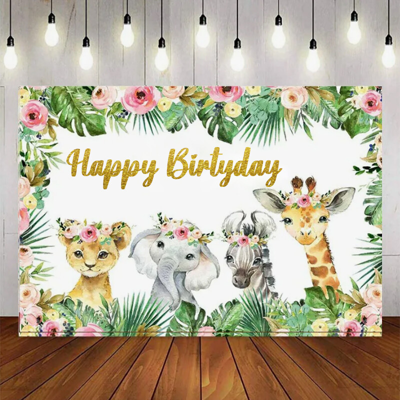 Miško stiliaus mielas gyvūnų vakarėlis Tema Gimtadienio vakarėlis Kūdikių dušas Vinilo fonas Vaikų kambario dekoro reikmenys