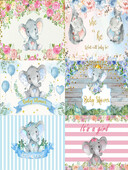 Újszülött baba zuhany téma Virág Rózsa Elefánt Kislány Fiú Születésnapi fotózás Vinyl háttér Gyermekszoba Dekorációs kellékek