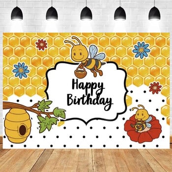 Baby Bee Newborn Party Happy Bee Day Sweet Baby Shower Gender Reveal Honeycomb Vinyl Background Decor Supplies