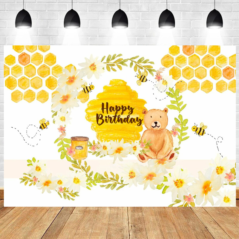 Baby Bee újszülött party Happy Bee Day Sweet Baby Shower Neme Reveal Honeycomb vinyl háttér dekorációs kellékek