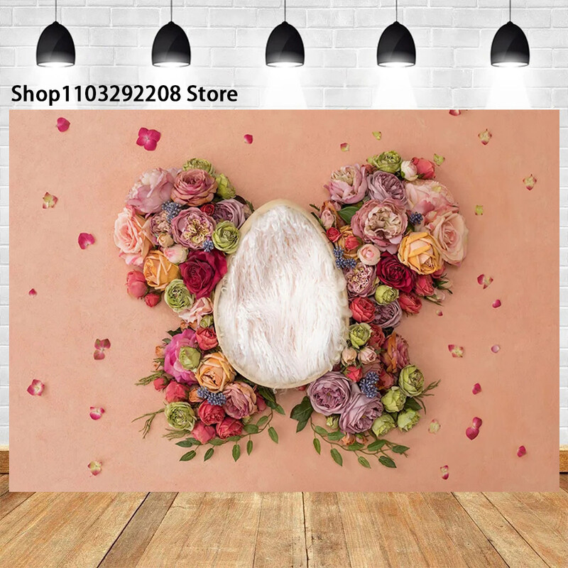 Édes virágos hinta téma Újszülött alvó születésnapi babazuhany Kisbaba Művészi portré fényképes háttér fotóstúdió