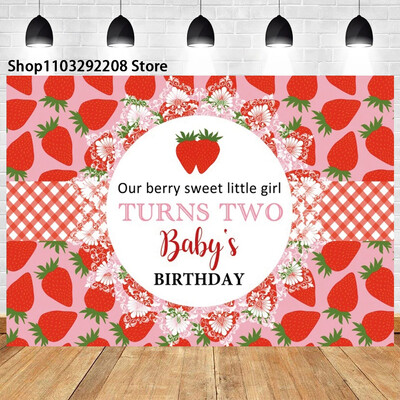 Braškių temos „Sweet One“ 1-ojo gimtadienio fonas Naujagimio dušas „Arbūzų vaisiai“ Fotografijos fone Vaikų studijos nuotraukos