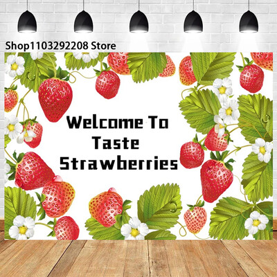 Braškių temos „Sweet One“ 1-ojo gimtadienio fonas Naujagimio dušas „Arbūzų vaisiai“ Fotografijos fone Vaikų studijos nuotraukos