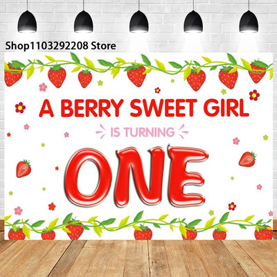 Braškių temos „Sweet One“ 1-ojo gimtadienio fonas Naujagimio dušas „Arbūzų vaisiai“ Fotografijos fone Vaikų studijos nuotraukos