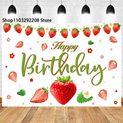 Braškių temos „Sweet One“ 1-ojo gimtadienio fonas Naujagimio dušas „Arbūzų vaisiai“ Fotografijos fone Vaikų studijos nuotraukos