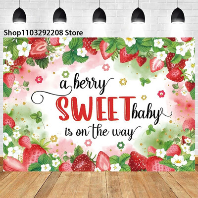 Braškių temos „Sweet One“ 1-ojo gimtadienio fonas Naujagimio dušas „Arbūzų vaisiai“ Fotografijos fone Vaikų studijos nuotraukos