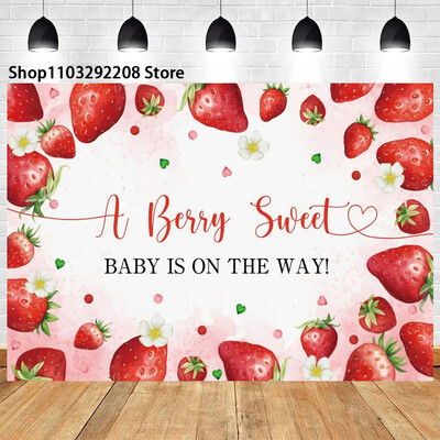 Braškių temos „Sweet One“ 1-ojo gimtadienio fonas Naujagimio dušas „Arbūzų vaisiai“ Fotografijos fone Vaikų studijos nuotraukos