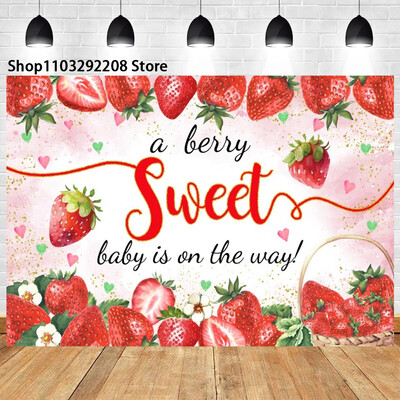 Braškių temos „Sweet One“ 1-ojo gimtadienio fonas Naujagimio dušas „Arbūzų vaisiai“ Fotografijos fone Vaikų studijos nuotraukos