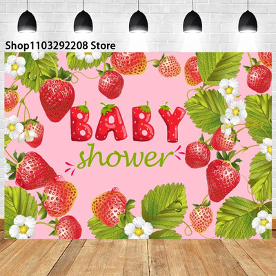 Braškių temos „Sweet One“ 1-ojo gimtadienio fonas Naujagimio dušas „Arbūzų vaisiai“ Fotografijos fone Vaikų studijos nuotraukos