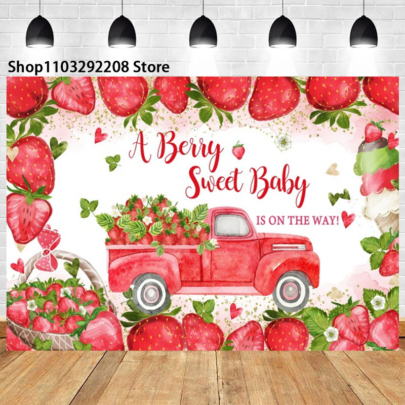 Eper téma Sweet One 1. születésnapja Háttér újszülött baba zuhany görögdinnye gyümölcs fotózás háttér gyerek stúdió felvételek