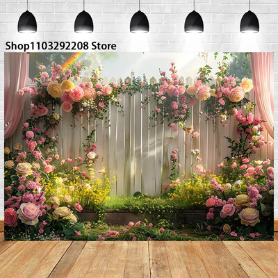 Színes virág fal téma Rózsakert Vár Pillangó Születésnapi Esküvő Újszülött baba zuhany portré fotózás Háttér kellékek