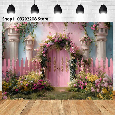 Színes virág fal téma Rózsakert Vár Pillangó Születésnapi Esküvő Újszülött baba zuhany portré fotózás Háttér kellékek