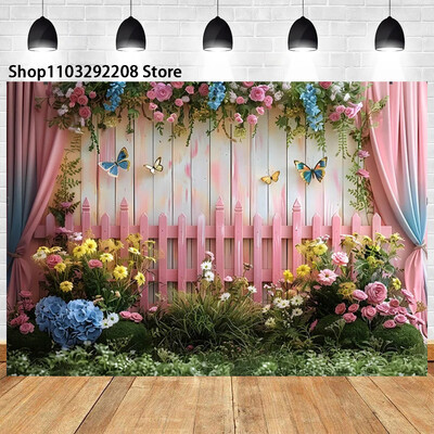 Színes virág fal téma Rózsakert Vár Pillangó Születésnapi Esküvő Újszülött baba zuhany portré fotózás Háttér kellékek
