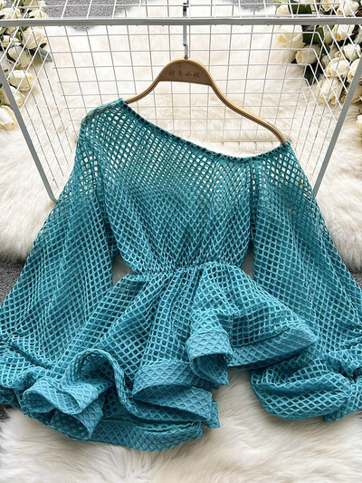 XFPV 2023 új őszi, nyári divat koreai elegáns varrott kivágású ing bő, hosszú ujjú felső blúzok női SM2255