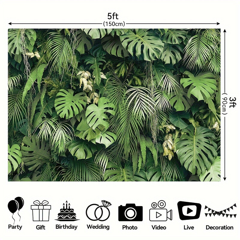 Zöld trópusi pálmalevél fotó fotózás háttér vinil dzsungel vadon élő növény fotó hawaii Lu party dekoráció transzparens