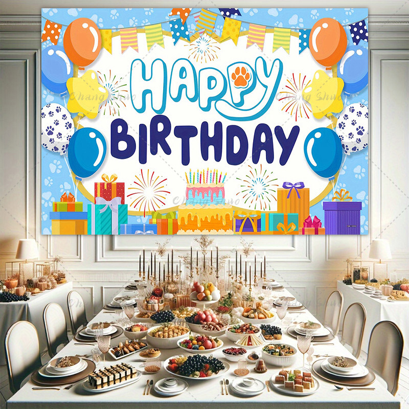 Boldog születésnapi parti háttér dekoráció tortával, virágokkal, léggömbökkel, pillangós háttér bannerrel a fotófülke kellékeihez